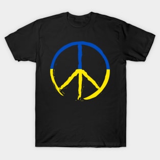 Ukraine Flag Peace Symbol T-Shirt